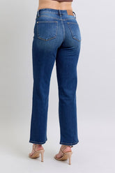 Side Seam Detail Straight Jeans with Pockets Judy Blue